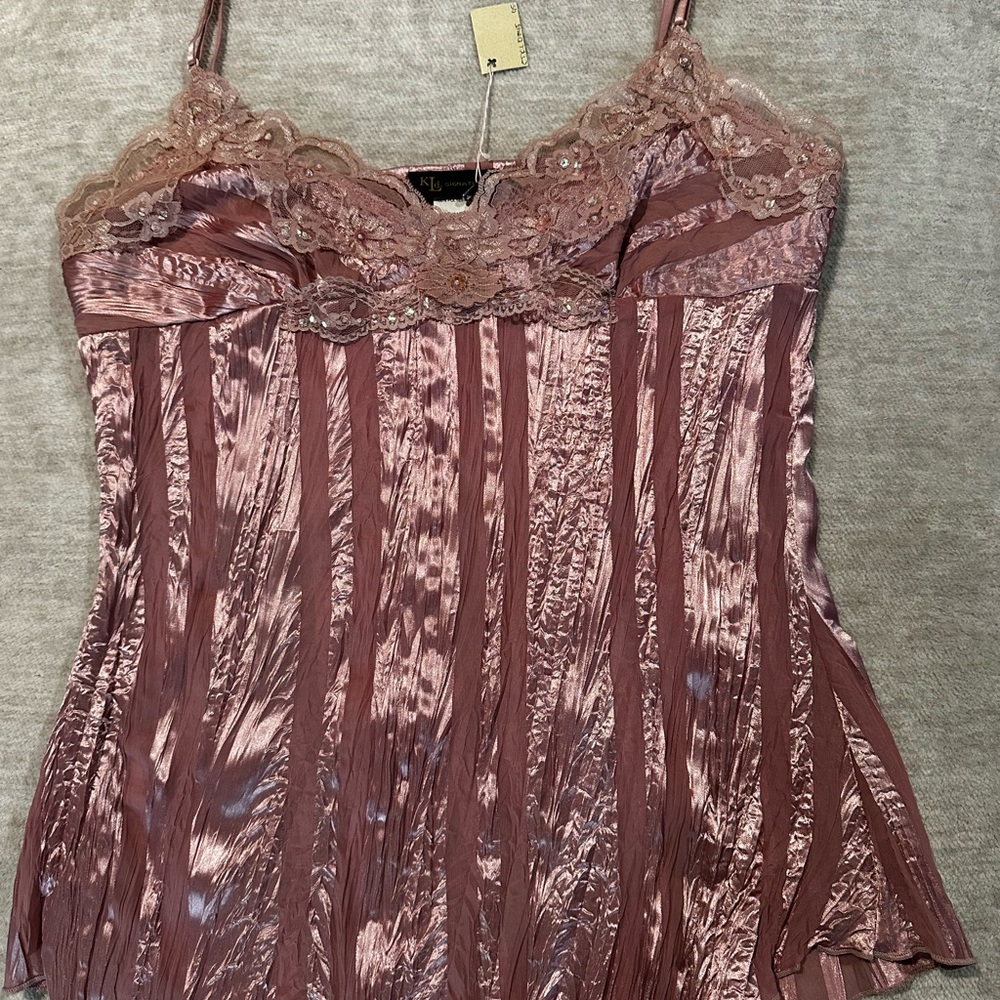 KLD Signature Blush Pink Camisole with Lace Accents